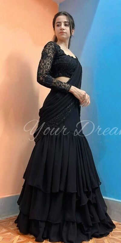Black Faux Georgette Sequins Work Lehenga Choli