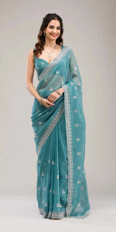 BT 439 Blue Crunchy Ciffon Saree Perfect for Wedding, Party, Bridal Wear, Raksha Bandhan, Festival Celebrations – . Special Price ₹1899. Delivery 4-6 | Designer Sarees, Sarees, Bollywood Sarees, Creative Sarees, Embroidered Sarees, Ethnic Saree, Modern Digital sarees, Party Wear Sarees