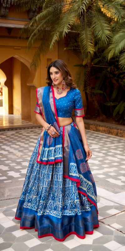 Blue Dola Silk Zari Weaving Work Lehenga Choli