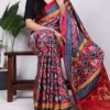Blue Gaji Silk Patola Print Lagadi Patta Saree