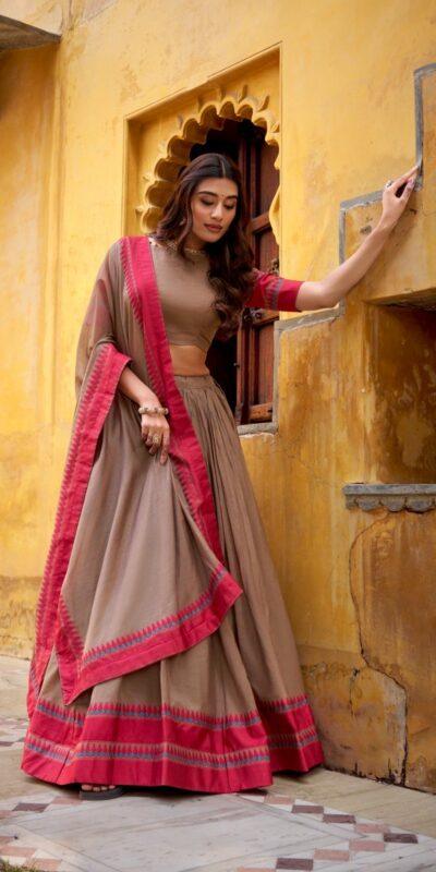 LNB 1901 Chiku Pure Chanderi Lehenga Choli with Embroidery Work & Thread Embroidery. Introductory Price ₹2399. Delivery 4-6 Working Days. Shop now. | Lehenga, Bollywood Lehenga, Creative Lehenga, Designer Lehenga, Embroidered Lehenga, Party Wear Lehenga