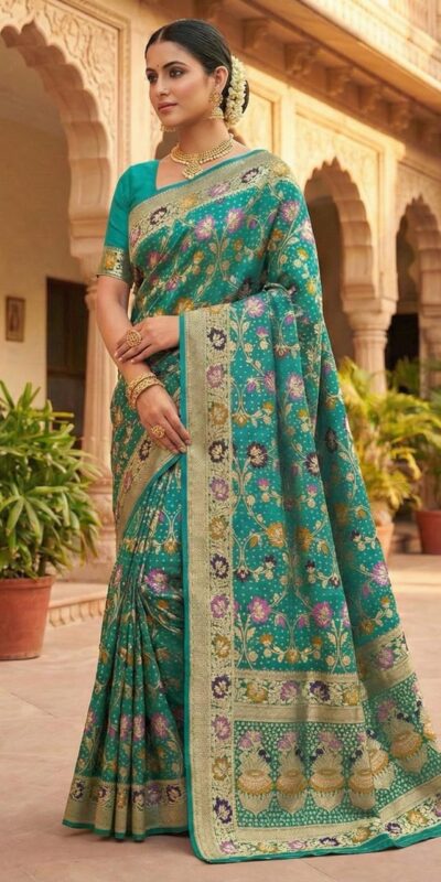 MS 546 Firozi in Color Banarasi Silk Zari Work All Over Saree . Available at ₹1649 only. Delivery 4-6 Working Days. Shop now. | Designer Sarees, Embroidered Sarees, Sarees, Bollywood Sarees, Creative Sarees, Ethnic Saree, Modern Digital sarees, Party Wear Sarees