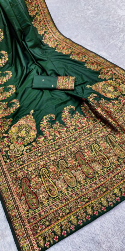 MB 46 Green Color Pashmina Silk Woven Motifs Saree . Wedding, Party, Festive, Available at ₹2399 only. Delivery 4-6 Working Days. Shop now. | Designer Sarees, Embroidered Sarees, Sarees, Bollywood Sarees, Creative Sarees, Ethnic Saree, Modern Digital sarees, Party Wear Sarees