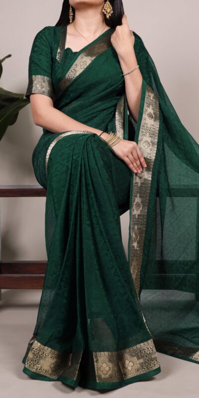 YNF 7911 Green Poly Shimmer Saree Perfect for Wedding, Party, Ganesh Chaturthi, Bridal Wear, Temple Visit –. Available at ₹1499 only. Delivery 4-6 Workin | Designer Sarees, Sarees, Bollywood Sarees, Creative Sarees, Embroidered Sarees, Ethnic Saree, Modern Digital sarees, Party Wear Sarees
