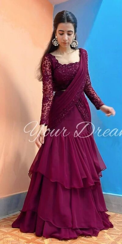 Maroon Faux Georgette Sequins Work Lehenga Choli
