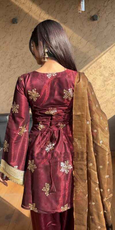 NSR 853 Maroon Natural Crep Silk Salwar Suit Perfect for Wedding, Party, Pongal, Baisakhi, Onam –. Grab it for ₹1749. Delivery 4-6 Working Days. | Palazzo Suits, Party Wear Suits, Patiala Suits, Straight Suits, Trendy Wear