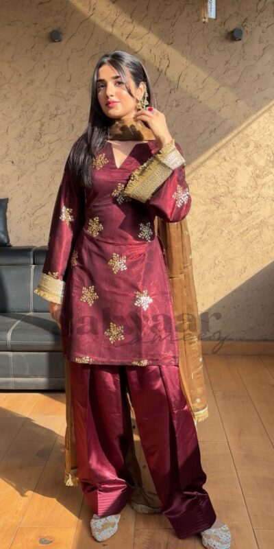 NSR 853 Maroon Natural Crep Silk Salwar Suit Perfect for Wedding, Party, Pongal, Baisakhi, Onam –. Grab it for ₹1749. Delivery 4-6 Working Days. | Palazzo Suits, Party Wear Suits, Patiala Suits, Straight Suits, Trendy Wear