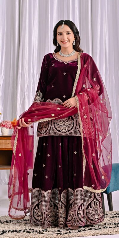 ND 5054 Maroon Embroidery Work Salwar Suit in Maroon Viscous Velvet. Available at ₹2449 only. Delivery 4-6 Working Days. Shop now. | Jump Suits, Tops & Bottoms, Track Suits, Salwar suit, Casual Suits, Creative suits, Designer Suits, Palazzo Suits, Party Wear Suits, Patiala Suits, Straight Suits, Trendy Wear