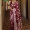 KP 5085 Maroon in Soft Lichi Silk Wedding, Party, Festive, Events Designer Work Saree . Get it for ₹1349. Delivery 4-6 Working Days. Shop now. | Designer Sarees, Sarees, Bollywood Sarees, Creative Sarees, Embroidered Sarees, Ethnic Saree, Modern Digital sarees, Party Wear Sarees
