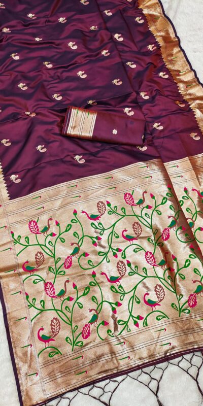 MB 389 Maroon Soft Paithani Silk Saree with Lace Work & Zari Work. Affordable Price ₹2049. Delivery 4-6 Working Days. Shop now. | Designer Sarees, Embroidered Sarees, Sarees, Bollywood Sarees, Creative Sarees, Ethnic Saree, Modern Digital sarees, Party Wear Sarees