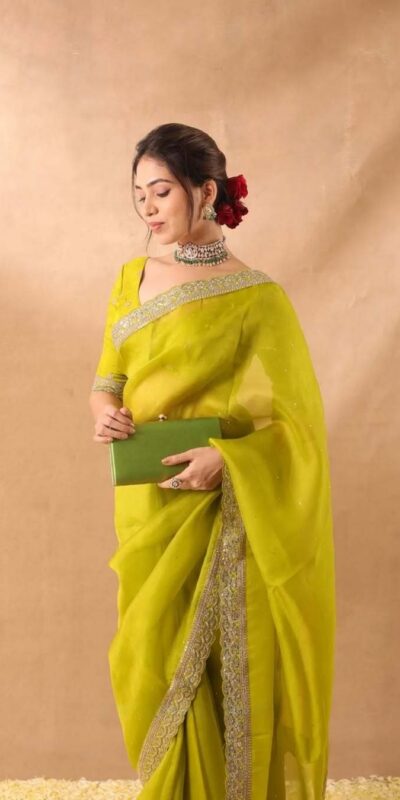 JR 652 Mehendi in Organza Silk Embroidery Work & Sequins Work Saree . Now at just ₹1849. Delivery 4-6 Working Days. Shop now. | Designer Sarees, Sarees, Bollywood Sarees, Creative Sarees, Embroidered Sarees, Ethnic Saree, Modern Digital sarees, Party Wear Sarees