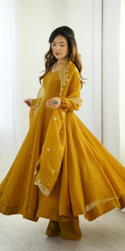 SSR 5006 Mustard Fandy Silk Gown Perfect for Wedding, Party, Pongal, Traditional Day, Baby Shower – . Get it for ₹1999. Delivery 4-6 Working Days. Shop | Gowns, Bollywood Gowns, Creative Gowns, Designer Gowns, Embroidered Gowns, Party Wear Gowns