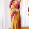 Mustered Lichi Silk Jacquard Work Saree