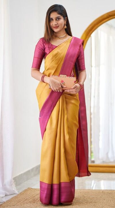 Mustered Lichi Silk Jacquard Work Saree