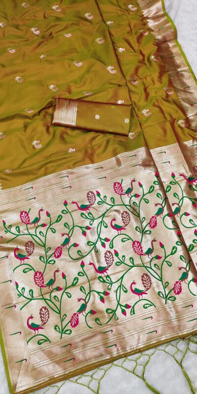 MB 389 Mustered Soft Paithani Silk Saree with Lace Work & Zari Work. Affordable Price ₹2049. Delivery 4-6 Working Days. Shop now. | Designer Sarees, Sarees, Bollywood Sarees, Creative Sarees, Embroidered Sarees, Ethnic Saree, Modern Digital sarees, Party Wear Sarees