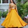 Mustered Vichitra Embroidery Thread Work Lehenga Choli
