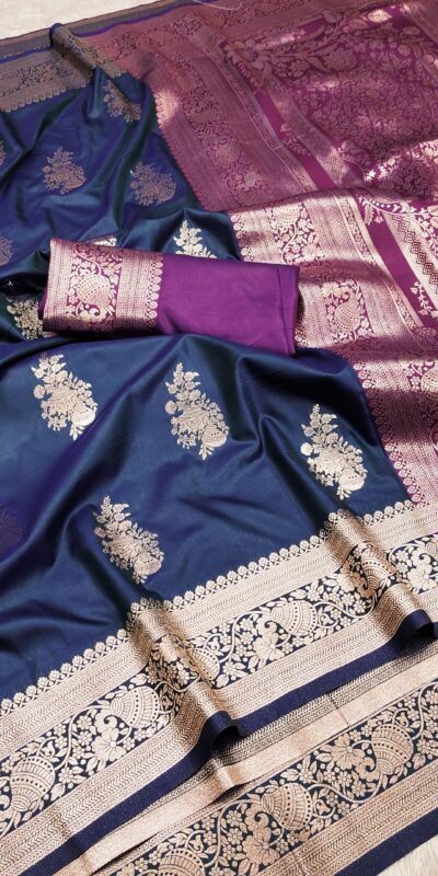 MB 1027 Navy Blue in Banarasi Silk Zari Work & Lace Work Saree . Available at ₹1999 only. Delivery 4-6 Working Days. Shop now. | Designer Sarees, Embroidered Sarees, Sarees, Bollywood Sarees, Creative Sarees, Ethnic Saree, Modern Digital sarees, Party Wear Sarees