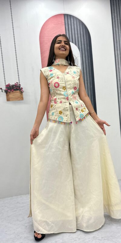 PC 451 Off White Tissue Simmer Salwar Suit with Embroidery Work. Available at ₹2549 only. Delivery 4-6 Working Days. Shop now. | Jump Suits, Tops & Bottoms, Track Suits, Salwar suit, Casual Suits, Creative suits, Designer Suits, Palazzo Suits, Party Wear Suits, Patiala Suits, Straight Suits, Trendy Wear
