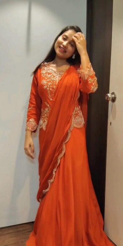 BE 407 Orange in ChinonMirror Work & Embroidery Work Lehenga Choli . Affordable Price ₹1999. Delivery 4-6 Working Days. Shop now. | Lehenga, Bollywood Lehenga, Creative Lehenga, Designer Lehenga, Embroidered Lehenga, Party Wear Lehenga