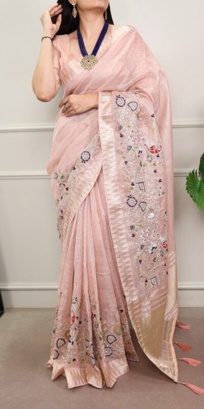 YNF 7401 Peach in Zari Kota Tissue Zari Work & Embroidery Work Saree . Get it for ₹3199. Delivery 4-6 Working Days. Shop now. | Designer Sarees, Sarees, Bollywood Sarees, Creative Sarees, Embroidered Sarees, Ethnic Saree, Modern Digital sarees, Party Wear Sarees