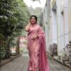 Pink Soft Lichi Silk Rich Pallu On All Over Saree