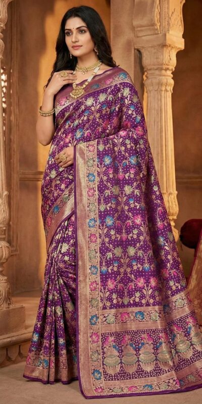 MS 546 Purple in Color Banarasi Silk Zari Work All Over Saree . Available at ₹1649 only. Delivery 4-6 Working Days. Shop now. | Designer Sarees, Embroidered Sarees, Sarees, Bollywood Sarees, Creative Sarees, Ethnic Saree, Modern Digital sarees, Party Wear Sarees