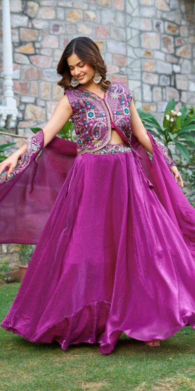 Ram 141 Purple Fendy Silk Lehenga Choli with Embroidery Work. Available at ₹3099 only. Delivery 4-6 Working Days. Shop now. | Lehenga, Bollywood Lehenga, Creative Lehenga, Designer Lehenga, Embroidered Lehenga, Party Wear Lehenga