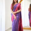 Purple Lichi Silk Jacquard Work Saree