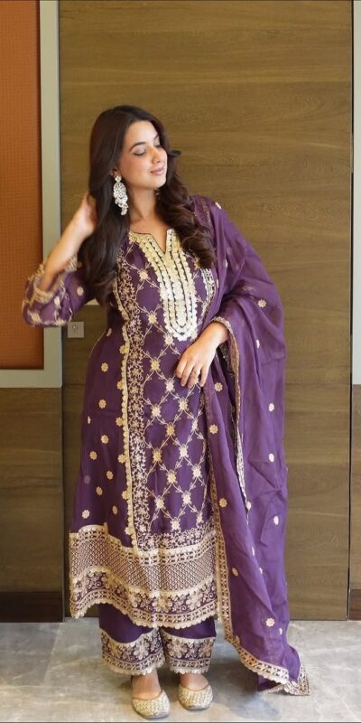 ZSR 3153 Purple in Color Pure Chinnon Embroidery Work Salwar Suit. Special Price ₹2149. Delivery 4-6 Working Days. Shop now. | Jump Suits, Tops & Bottoms, Track Suits, Salwar suit, Casual Suits, Creative suits, Designer Suits, Palazzo Suits, Party Wear Suits, Patiala Suits, Straight Suits, Trendy Wear