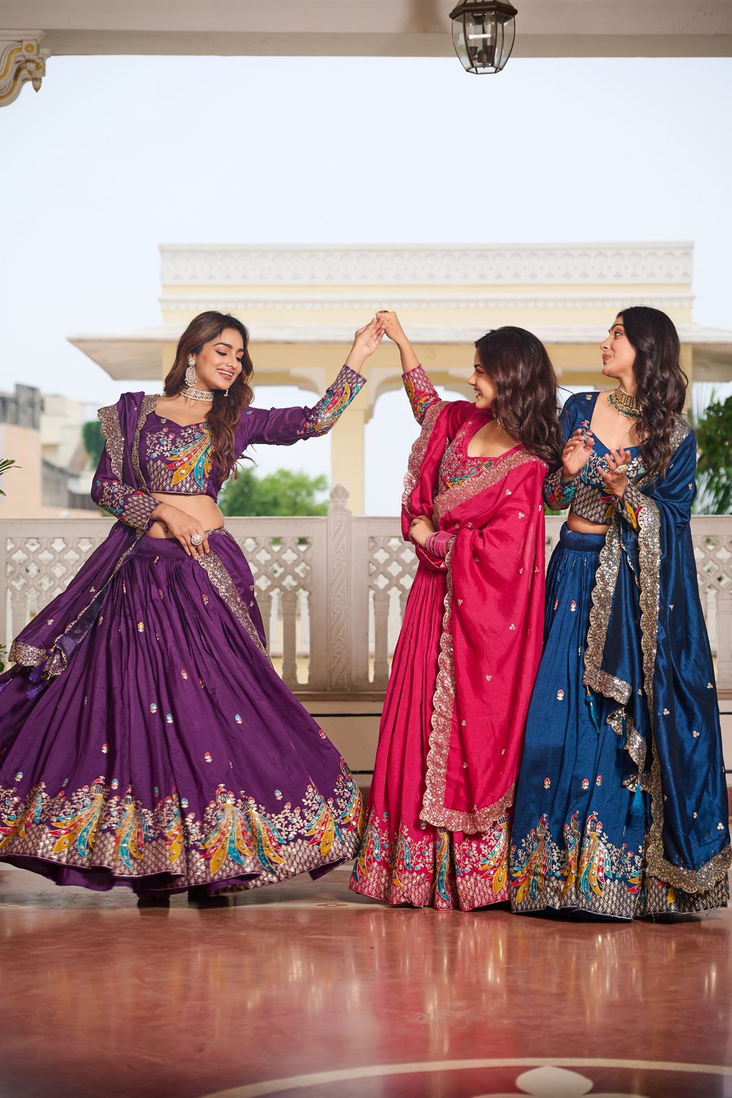 Purple Vichitra Embroidery Work Lehenga Choli - Image 3