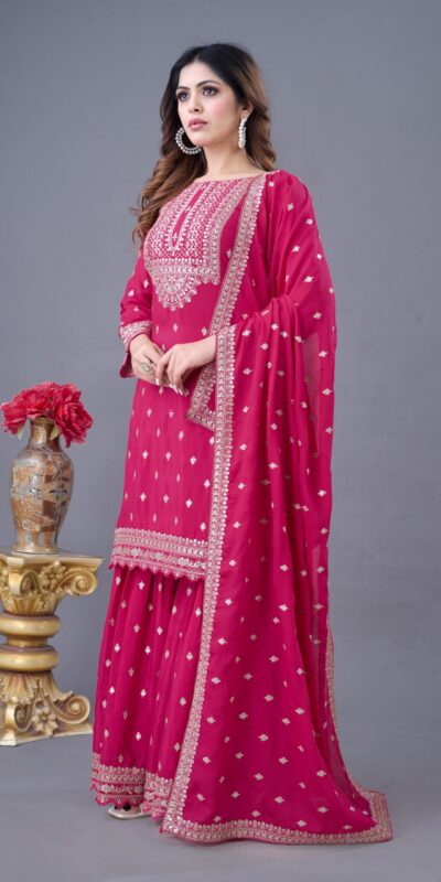 ZF 5006 Rani Pink Color Chinon Silk Sequence Work Salwar Suit Casual, Wedding, Festive, Events . Expected Delivery 4-6 Working Days @2149/- only | Jump Suits, Salwar suit, Casual Suits, Creative suits, Designer Suits, Palazzo Suits, Party Wear Suits, Patiala Suits, Straight Suits