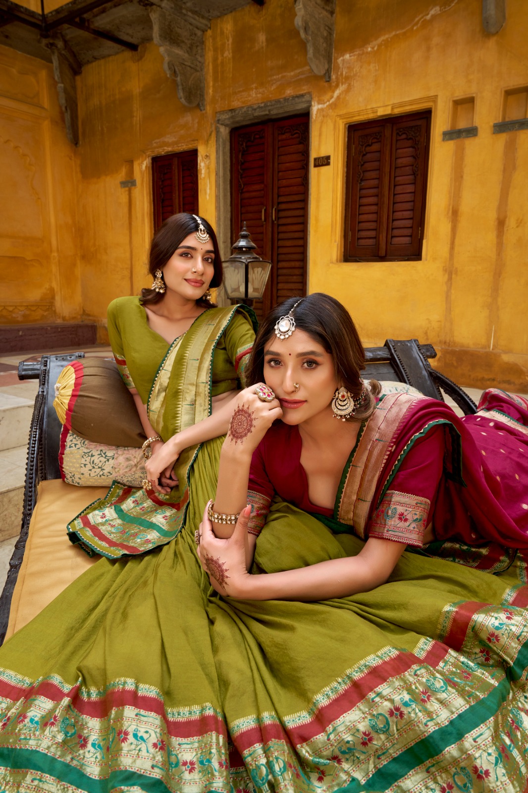 Rani Pink Pure Chanderi Zari Weaving Work Lehenga Choli - Image 4