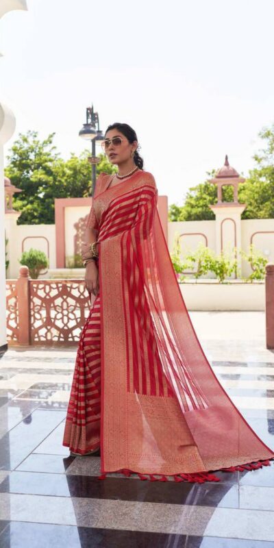 KPR 232 Red Soft Lichi Silk Saree Perfect for Wedding, Party, Anniversary, Sangeet, Baby Shower – . Now at just ₹1399. Delivery 4-6 Working Days. Shop n | Designer Sarees, Sarees, Bollywood Sarees, Creative Sarees, Embroidered Sarees, Ethnic Saree, Modern Digital sarees, Party Wear Sarees