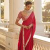 Red Rangoli Silk Mirror Embroidery Work Saree