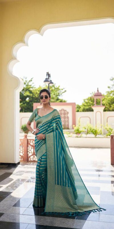 KPR 232 Teal Soft Lichi Silk Saree Perfect for Wedding, Party, Anniversary, Sangeet, Baby Shower – . Now at just ₹1399. Delivery 4-6 Working Days. Shop n | Designer Sarees, Sarees, Bollywood Sarees, Creative Sarees, Embroidered Sarees, Ethnic Saree, Modern Digital sarees, Party Wear Sarees