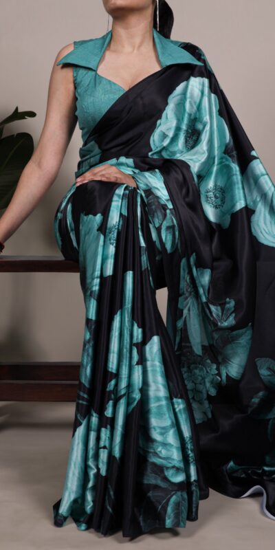 YNF 7027 Teal Satin Silk Saree Perfect for Wedding, Party, Sangeet, Makar Sankranti, Reception – . Special Price ₹1549. Delivery 4-6 Working Days | Sarees, Bollywood Sarees, Creative Sarees, Designer Sarees, Embroidered Sarees, Ethnic Saree, Modern Digital sarees, Party Wear Sarees