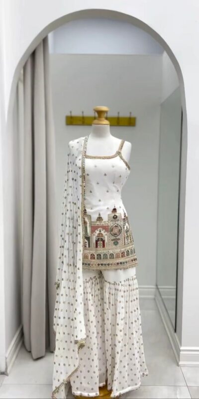 KD 1513 White with Lace Work Faux Georgette with Salwar Suit . Available at ₹2149 only. Delivery 4-6 Working Days. Shop now. | Jump Suits, Tops & Bottoms, Track Suits, Salwar suit, Casual Suits, Creative suits, Designer Suits, Palazzo Suits, Party Wear Suits, Patiala Suits, Straight Suits, Trendy Wear