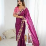 BT 1303 Wine Premium Noha Crush Saree with Sequins Work & Embroidery Work. Exclusive Offer ₹2149. Delivery 4-6 Working Days. Shop now. | Designer Sarees, Embroidered Sarees, Sarees, Bollywood Sarees, Creative Sarees, Ethnic Saree, Modern Digital sarees, Party Wear Sarees