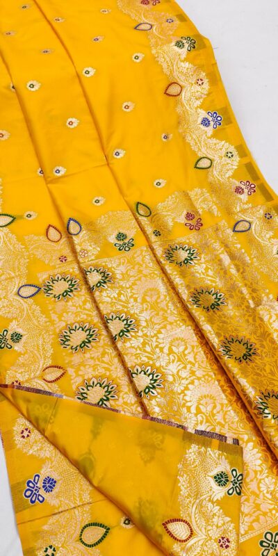 MB 3319 Yellow Color Banarasi Lace Work Gold Zari Border Saree . Available at ₹1849 only. Delivery 4-6 Working Days. Shop now. | Designer Sarees, Sarees, Bollywood Sarees, Creative Sarees, Embroidered Sarees, Ethnic Saree, Modern Digital sarees, Party Wear Sarees