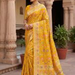 MS 546 Yellow in Color Banarasi Silk Zari Work All Over Saree . Available at ₹1649 only. Delivery 4-6 Working Days. Shop now. | Designer Sarees, Embroidered Sarees, Sarees, Bollywood Sarees, Creative Sarees, Ethnic Saree, Modern Digital sarees, Party Wear Sarees