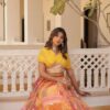 Yellow Russian Silk Embroidery Work Lehenga Choli