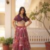 Wine Russian Silk Embroidery Work Lehenga Choli