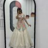 Cream Simar Cosmos Embroidery Work Lehenga Choli
