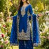Blue Organza Silk With Sequence Work Salwar Suit