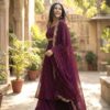 Wine Vichitra Silk Zari Embroidery Work Salwar Suit