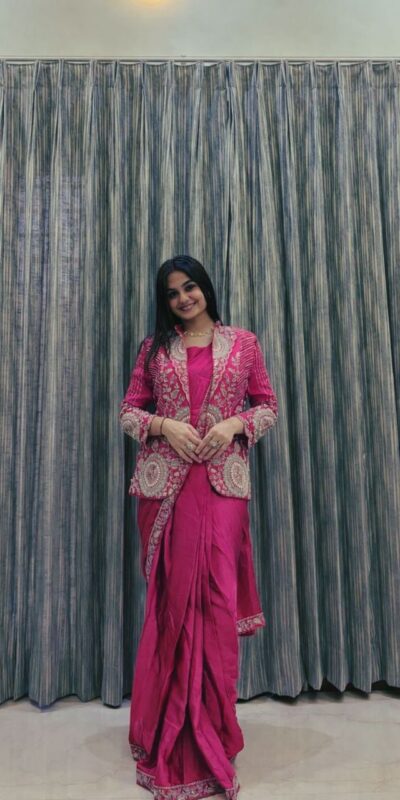 Pink Rangoli Silk Embroidery Work Saree