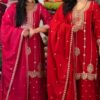 Red Faux Georgette Thread Embroidery Salwar Suit