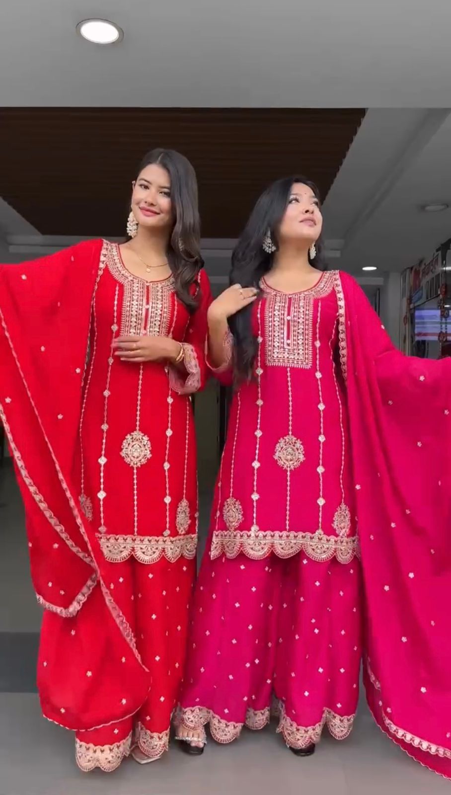 Pink Faux Georgette Thread Embroidery Salwar Suit