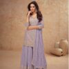 Lavender Chinon Sequence Work Salwar Suit