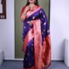 Royal Blue Soft Paithani Silk Zari Lace Work Saree
